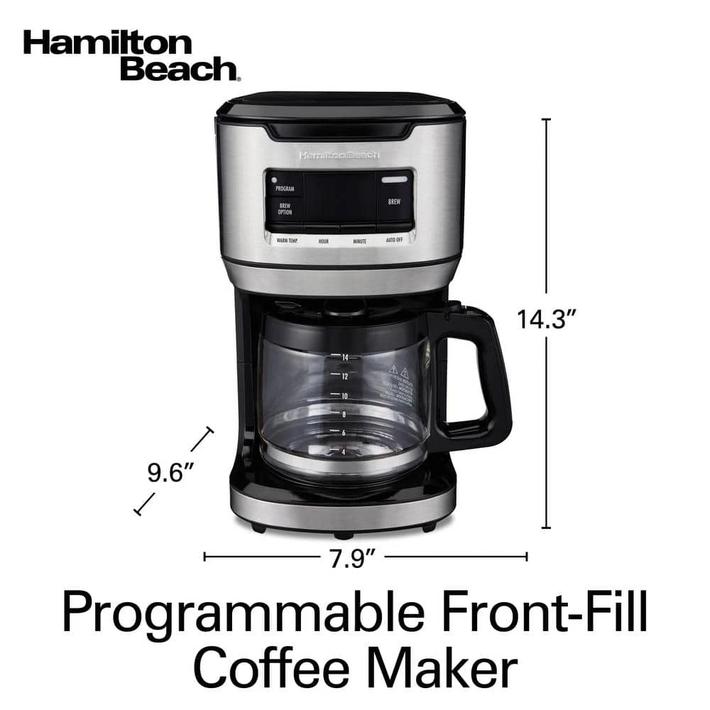 Hamilton Beach 14-Cup Black Programmable Front-Fill Coffee Maker 3 Hamilton Beach 14-Cup Black Programmable Front-Fill Coffee Maker - Image 2