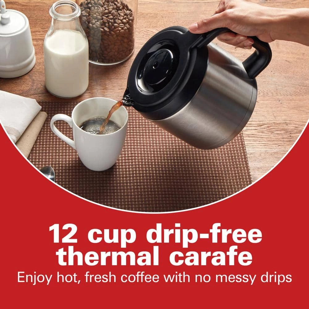 Hamilton Beach 12-Cup Black Programmable Front-Fill Coffee Maker with Thermal Carafe 7 Hamilton Beach 12-Cup Black Programmable Front-Fill Coffee Maker with Thermal Carafe - Image 5