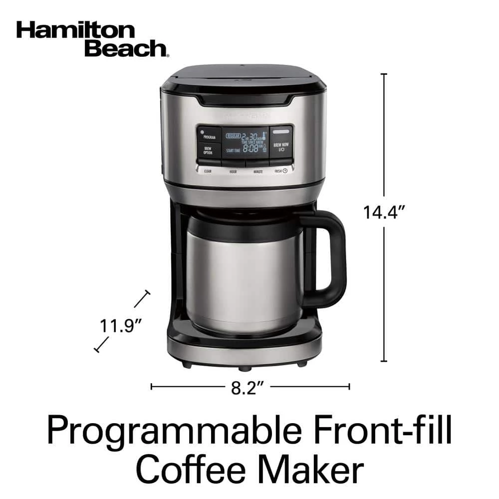 Hamilton Beach 12-Cup Black Programmable Front-Fill Coffee Maker with Thermal Carafe 4 Hamilton Beach 12-Cup Black Programmable Front-Fill Coffee Maker with Thermal Carafe - Image 2