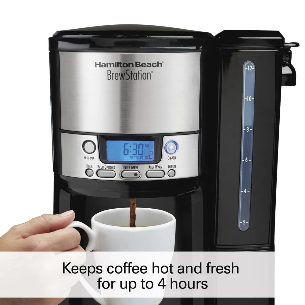 Hamilton Beach BrewStation 12-Cup Programmable Black Drip Coffee Maker with Removable Water Reservoir 10 Hamilton Beach BrewStation 12-Cup Programmable Black Drip Coffee Maker with Removable Water Reservoir - Image 8