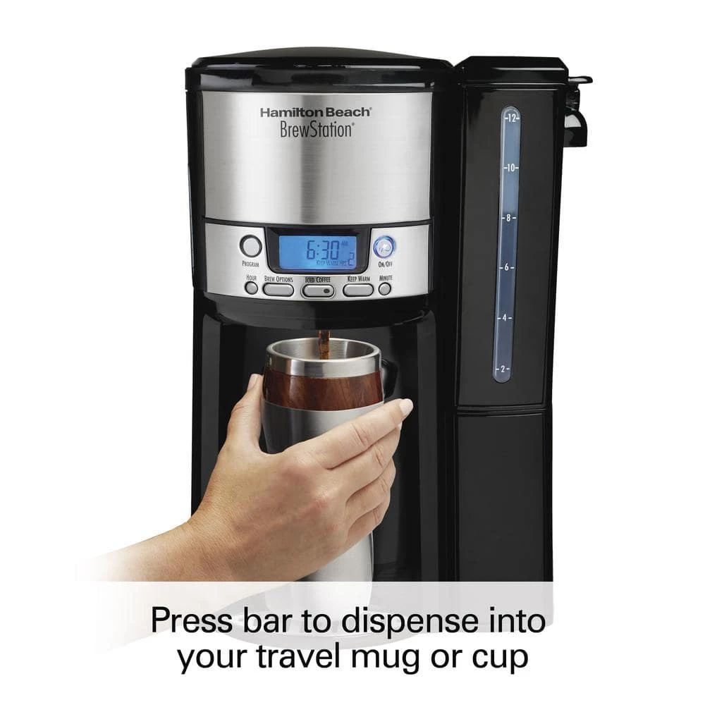 Hamilton Beach BrewStation 12-Cup Programmable Black Drip Coffee Maker with Removable Water Reservoir 9 Hamilton Beach BrewStation 12-Cup Programmable Black Drip Coffee Maker with Removable Water Reservoir - Image 7