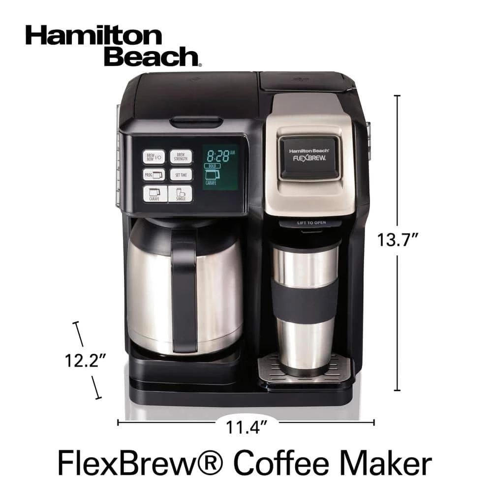 Hamilton Beach Flex Brew 2-Way 10-Cup Black Drip Coffee Maker with Thermal Carafe 4 Hamilton Beach Flex Brew 2-Way 10-Cup Black Drip Coffee Maker with Thermal Carafe - Image 2
