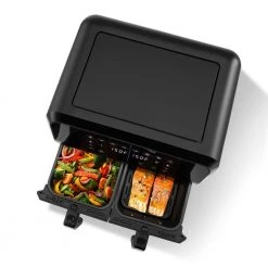 HOLSTEIN HOUSEWARES 8 qt. Black Stainless steel Dual basket Air Fryer with Digital Touchscreen Cool-Touch Handles -Air Fryers shop black holstein housewares air fryers hh 09227001ss 1f 1000