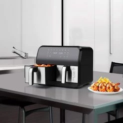 HOLSTEIN HOUSEWARES 8 qt. Black Stainless steel Dual basket Air Fryer with Digital Touchscreen Cool-Touch Handles -Air Fryers shop black holstein housewares air fryers hh 09227001ss 4f 1000