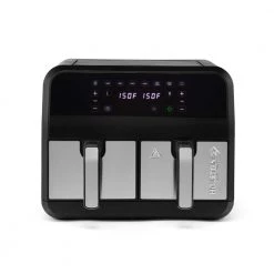 HOLSTEIN HOUSEWARES 8 qt. Black Stainless steel Dual basket Air Fryer with Digital Touchscreen Cool-Touch Handles