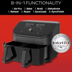 Instant Pot Instant Vortex Plus 8 qt. Black Dual Basket Air Fryer with ClearCook 18 Instant Pot Instant Vortex Plus 8 qt. Black Dual Basket Air Fryer with ClearCook -Air Fryers shop black instant pot air fryers 140 3090 01 76 1000