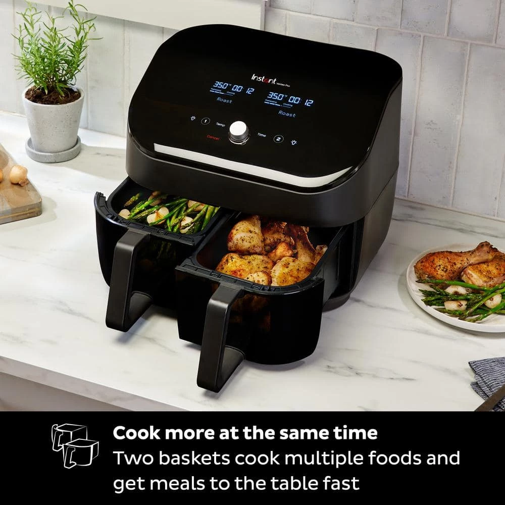 Instant Pot Instant Vortex Plus 8 qt. Black Dual Basket Air Fryer with ClearCook 4 Instant Pot Instant Vortex Plus 8 qt. Black Dual Basket Air Fryer with ClearCook - Image 2