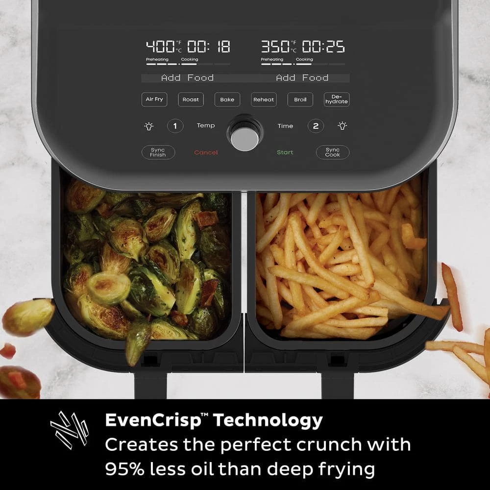 Instant Pot Instant Vortex Plus 8 qt. Black Dual Basket Air Fryer with ClearCook 9 Instant Pot Instant Vortex Plus 8 qt. Black Dual Basket Air Fryer with ClearCook - Image 7