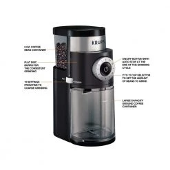 Krups 8 oz. Black Precise Burr Coffee Grinder with Programmable Settings -Air Fryers shop black krups coffee grinders gx550850 44 1000