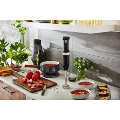 KitchenAid Cordless Variable Speed Black Matte Hand Blender with Chopper and Whisk Attachment -Air Fryers shop black matte kitchenaid immersion blenders khbbv83bm 1f 1000