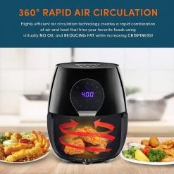 Maximatic Elite Gourmet 5.3 Qt. Digital Air Fryer Black -Air Fryers shop black maximatic air fryers eaf5317d 4f 1000