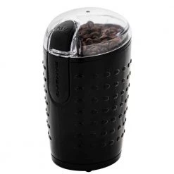 OVENTE 2.5 oz. Black One-Touch Electric Coffee Grinder with Transparent Easy Open Lid and Stainless Steel Blades