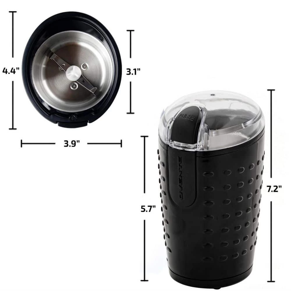 OVENTE 2.5 oz. Black One-Touch Electric Coffee Grinder with Transparent Easy Open Lid and Stainless Steel Blades 9 OVENTE 2.5 oz. Black One-Touch Electric Coffee Grinder with Transparent Easy Open Lid and Stainless Steel Blades - Image 7