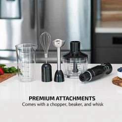 OVENTE Ultra-Stick 2-Speed Black Hand Immersion Blender Set with Whisk+Beaker+Chopper -Air Fryers shop black ovente immersion blenders hs565b 1d 1000