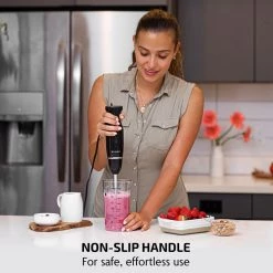 OVENTE Ultra-Stick 2-Speed Black Hand Immersion Blender Set with Whisk+Beaker+Chopper -Air Fryers shop black ovente immersion blenders hs565b 1f 1000