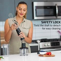 OVENTE Ultra-Stick 2-Speed Black Hand Immersion Blender Set with Whisk+Beaker+Chopper -Air Fryers shop black ovente immersion blenders hs565b 66 1000