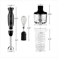 OVENTE Ultra-Stick 2-Speed Black Hand Immersion Blender Set with Whisk+Beaker+Chopper -Air Fryers shop black ovente immersion blenders hs565b 76 1000