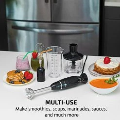 OVENTE Ultra-Stick 2-Speed Black Hand Immersion Blender Set with Whisk+Beaker+Chopper -Air Fryers shop black ovente immersion blenders hs565b fa 1000
