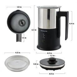 OVENTE 8.1 oz. Black Stainless Steel Electric Milk Frother 3 in 1-Warming, Heating and Frothing, See Through Lid 13 OVENTE 8.1 oz. Black Stainless Steel Electric Milk Frother 3 in 1-Warming, Heating and Frothing, See Through Lid -Air Fryers shop black ovente milk frothers fr1208b 44 1000