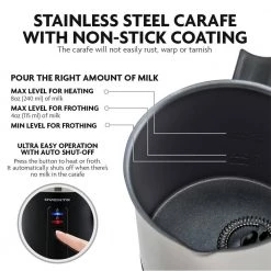 OVENTE 8.1 oz. Black Stainless Steel Electric Milk Frother 3 in 1-Warming, Heating and Frothing, See Through Lid 11 OVENTE 8.1 oz. Black Stainless Steel Electric Milk Frother 3 in 1-Warming, Heating and Frothing, See Through Lid -Air Fryers shop black ovente milk frothers fr1208b 4f 1000