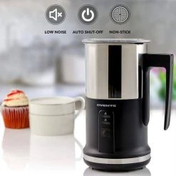OVENTE 8.1 oz. Black Stainless Steel Electric Milk Frother 3 in 1-Warming, Heating and Frothing, See Through Lid 14 OVENTE 8.1 oz. Black Stainless Steel Electric Milk Frother 3 in 1-Warming, Heating and Frothing, See Through Lid -Air Fryers shop black ovente milk frothers fr1208b fa 1000