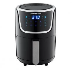 GoWISE USA 1. 7- qt. , 2.0 qt. Max Black/Silver Electric Mini Air Fryer with Digital Touchscreen + Recipe Book -Air Fryers shop black silver gowise usa air fryers gw22976 c3 1000