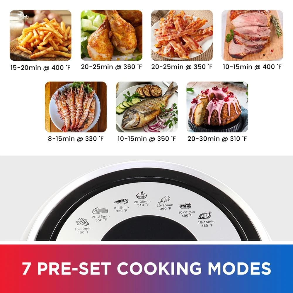 Total Chef Electric Air Fryer Oven 3.8qt / 3.6L, 7 Cooking Presets, Digital Touch Controls 7 Total Chef Electric Air Fryer Oven 3.8qt / 3.6L, 7 Cooking Presets, Digital Touch Controls - Image 5