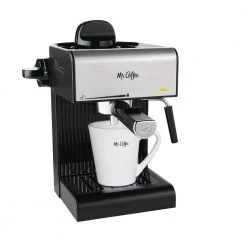 Mr. Coffee 2.5-Cup Black Drip Coffee Maker, Steam Espresso Machine, Cappuccino and Latte