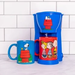 Uncanny Brands Peanuts Single Cup Black Drip Coffee Maker Snoopy and Friends Mugs Included -Air Fryers shop black uncanny brands drip coffee makers cm2 pea sn1 fa 1000