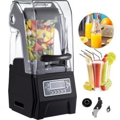 VEVOR Commercial Smoothie Blenders 50.7 oz. 5 Speed Multifunctional 2-in-1 Countertop Silent Blender, 1500W