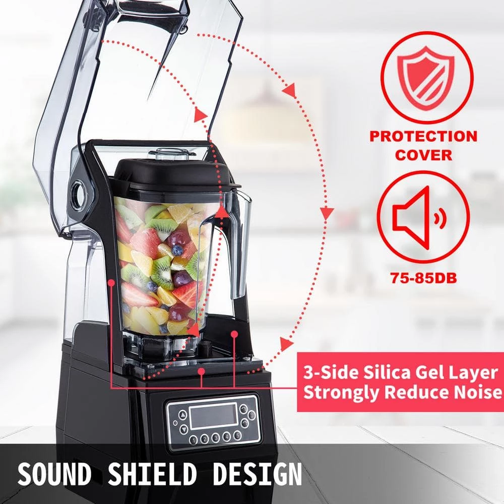 VEVOR Commercial Smoothie Blenders 50.7 oz. 5 Speed Multifunctional 2-in-1 Countertop Silent Blender, 1500W 4 VEVOR Commercial Smoothie Blenders 50.7 oz. 5 Speed Multifunctional 2-in-1 Countertop Silent Blender, 1500W - Image 2