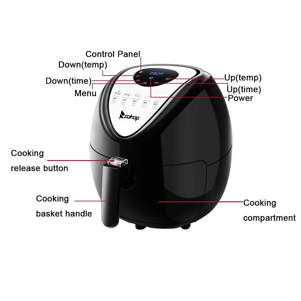 Winado 5.6 Qt. Black Air Fryer with 7 Cooking Presets 6 Winado 5.6 Qt. Black Air Fryer with 7 Cooking Presets - Image 4