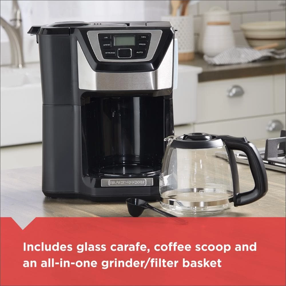 BLACK+DECKER 12-Cup Programmable Stainless Steel Drip Coffee Maker with Built-In Grinder 7 BLACK+DECKER 12-Cup Programmable Stainless Steel Drip Coffee Maker with Built-In Grinder - Image 5