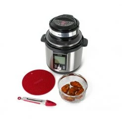 Zavor 8 qt. Air Fryer Lid with Fryer Basket Silicone Mat and Tongs -Air Fryers shop black zavor air fryers zavor zacmild22 1f 1000