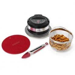 Zavor 8 qt. Air Fryer Lid with Fryer Basket Silicone Mat and Tongs -Air Fryers shop black zavor air fryers zavor zacmild22 c3 1000