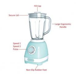 Brentwood Appliances 50 oz. 2-Speed Blue Retro Blender with Plastic Jar -Air Fryers shop blue brentwood appliances countertop blenders jb 330bl 1f 1000