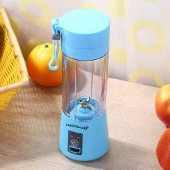 LIGHTSMAX 13 oz. Single Speed Blue Portable Smoothie Juice Blender with 6 blades 3D 2000mAh rechargeable battery -Air Fryers shop blue clear lightsmax countertop blenders psb 76 1000