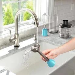 Galanz 2-Speed Retro Blue Immersion Blender with Whisk and Chopper Attachments -Air Fryers shop blue galanz immersion blenders glhbbere026 76 1000