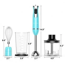 Galanz 2-Speed Retro Blue Immersion Blender with Whisk and Chopper Attachments -Air Fryers shop blue galanz immersion blenders glhbbere026 fa 1000