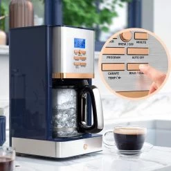 Joy 12-Cup Navy Blue Digital Drip Coffee Maker -Air Fryers shop blue joy drip coffee makers jdc12nbe10 fa 1000