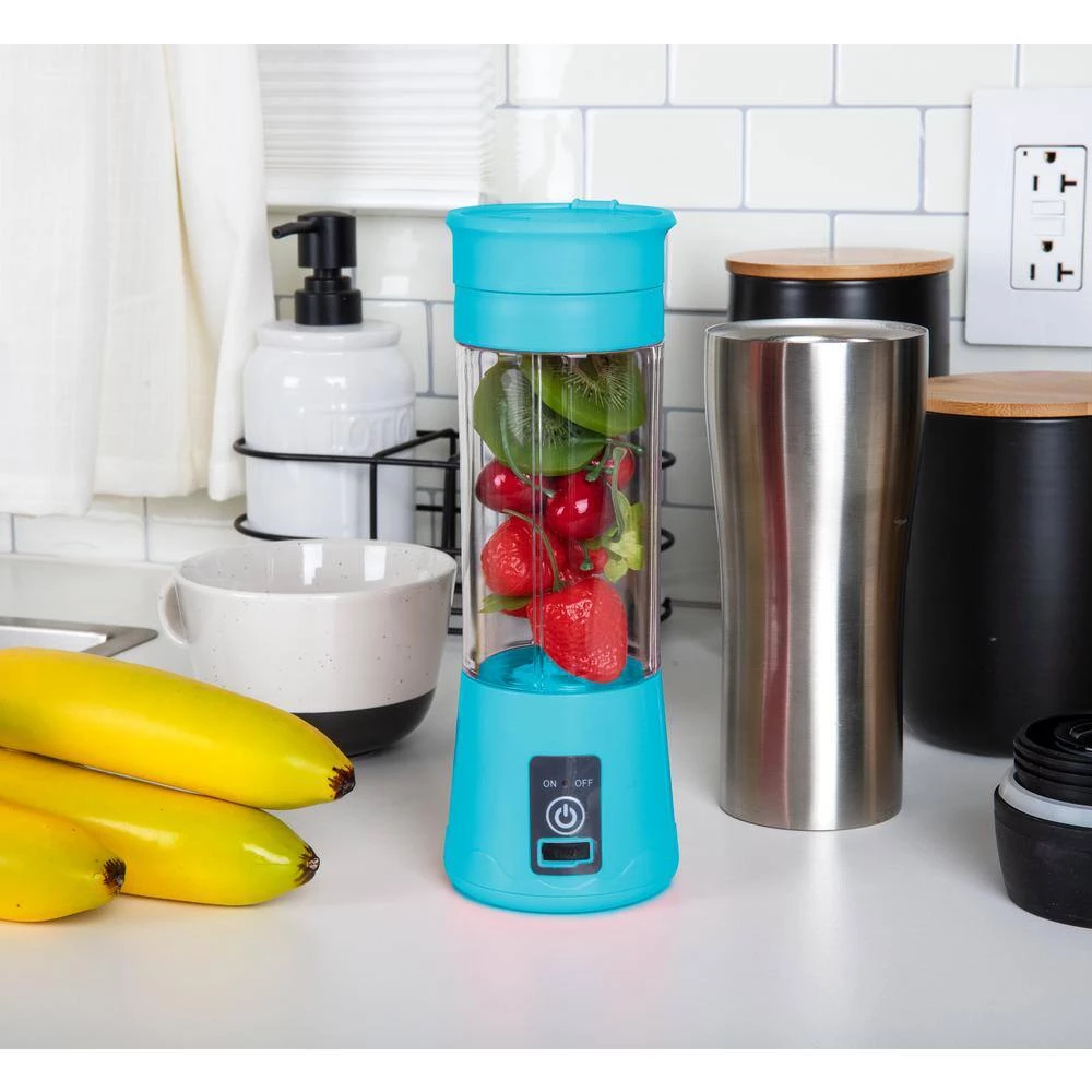 Mind Reader 12.8 oz. Single Speed Blue Portable Handheld Blender with 6-Stainless Steel Blades 8 Mind Reader 12.8 oz. Single Speed Blue Portable Handheld Blender with 6-Stainless Steel Blades - Image 6