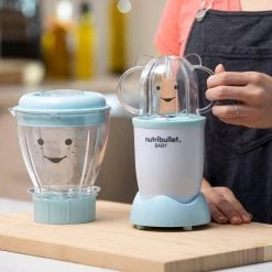 NutriBullet Baby 12 oz. Single Speed White Blender with 32 oz. Batch Bowl and Lid -Air Fryers shop blue nutribullet countertop blenders nby 50100 1f 1000