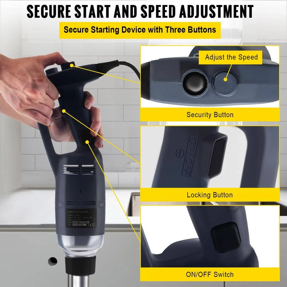 VEVOR 15.7 in. Blue Commercial Immersion Blender 750-Watt Variable Speed with Removable Shaft Hand Blender 5 VEVOR 15.7 in. Blue Commercial Immersion Blender 750-Watt Variable Speed with Removable Shaft Hand Blender - Image 3