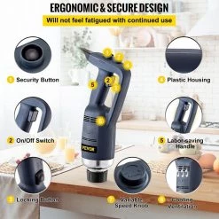 VEVOR Commercial Immersion Blender 500 Watt Power Variable Speed 4000-16000RPM with Removable Shaft Electric Stick Blender -Air Fryers shop blue vevor immersion blenders scjbqbs500w40cm01v1 44 1000