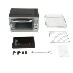 LNC All-in-1 33.8 qt. Silver Stainless Steel Digital Air Fryer Toaster Oven for Bake Roast Pizza with Accessories -Air Fryers shop brush silver lnc air fryers uubminhd1000s68 44 1000