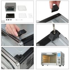 LNC All-in-1 33.8 qt. Silver Stainless Steel Digital Air Fryer Toaster Oven for Bake Roast Pizza with Accessories -Air Fryers shop brush silver lnc air fryers uubminhd1000s68 fa 1000