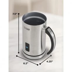 Commercial CHEF 8 oz. Stainless Steel Milk Frother -Air Fryers shop brushed stainless steel commercial chef milk frothers chmf08s fa 1000