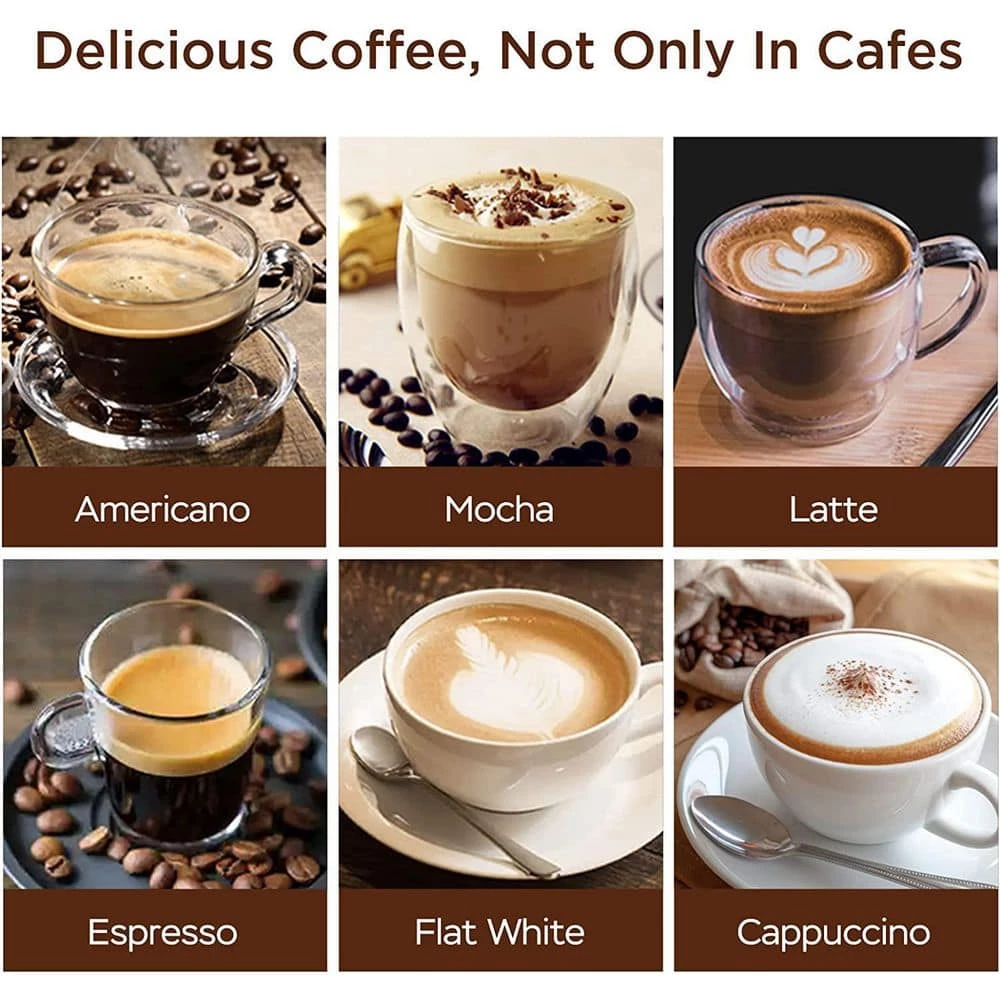 Edendirect 2-Cup Black 20 Bar Professional Compact Espresso Machine with Milk Frother Steam Wand Thermal Fast Heating System 4 Edendirect 2-Cup Black 20 Bar Professional Compact Espresso Machine with Milk Frother Steam Wand Thermal Fast Heating System - Image 2