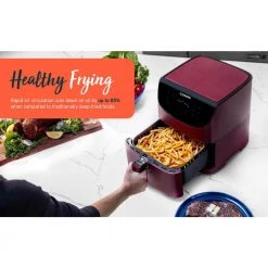 Cosori Premium 5.8 qt. Burgundy Air Fryer with Bonus Skewer Rack Set -Air Fryers shop burgundy cosori air fryers kaapafcsnus0072y c3 1000