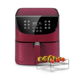 Cosori Premium 5.8 qt. Burgundy Air Fryer with Bonus Skewer Rack Set -Air Fryers shop burgundy cosori air fryers kaapafcsnus0072y fa 1000 1